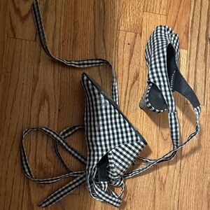 Jeffrey Campbell Black and White Gingham peep toe Espadrilles
